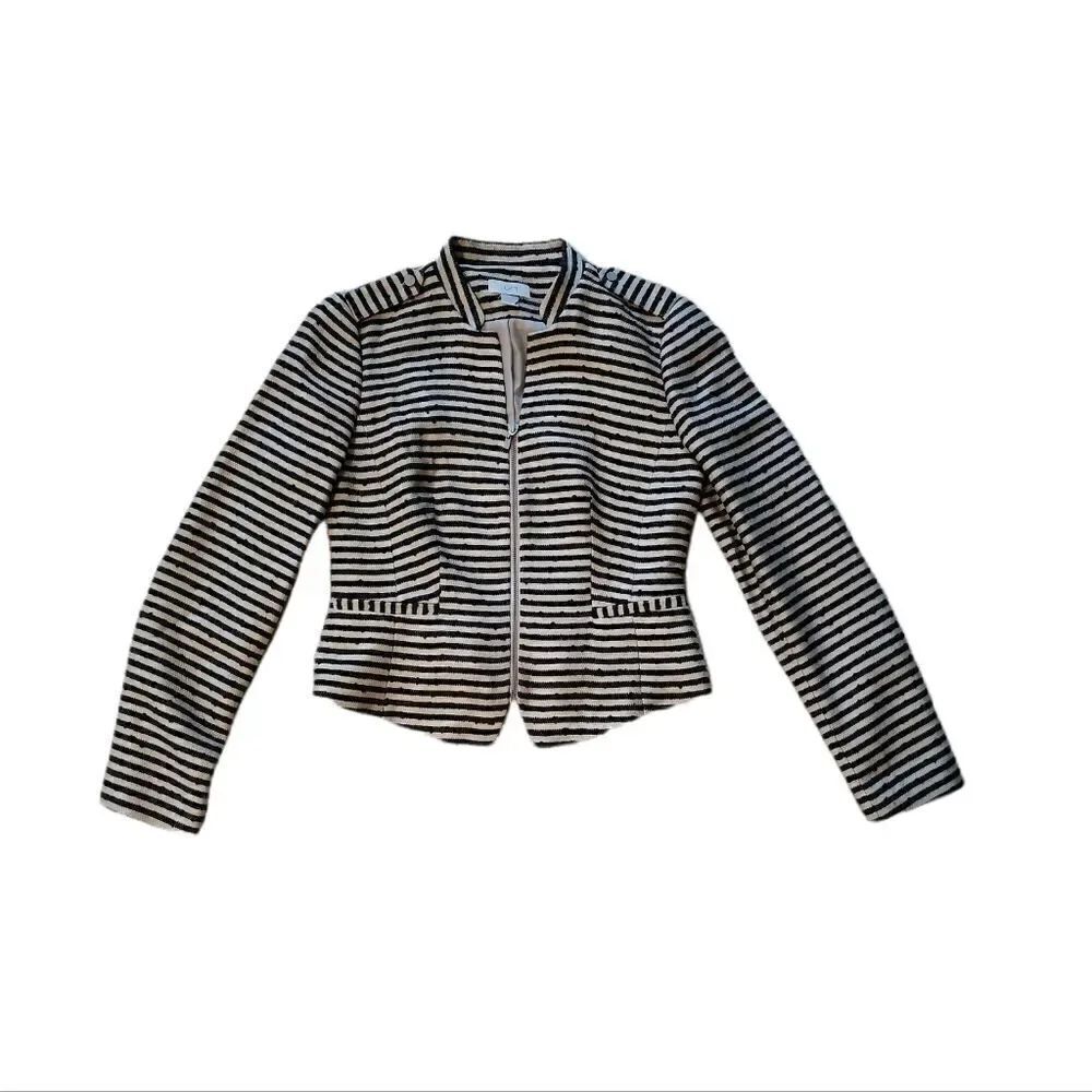 Loft Striped Zipper Jacket Size Small
